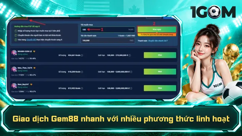 Giao dịch Gem88 nhanh với nhiều phương thức linh hoạt