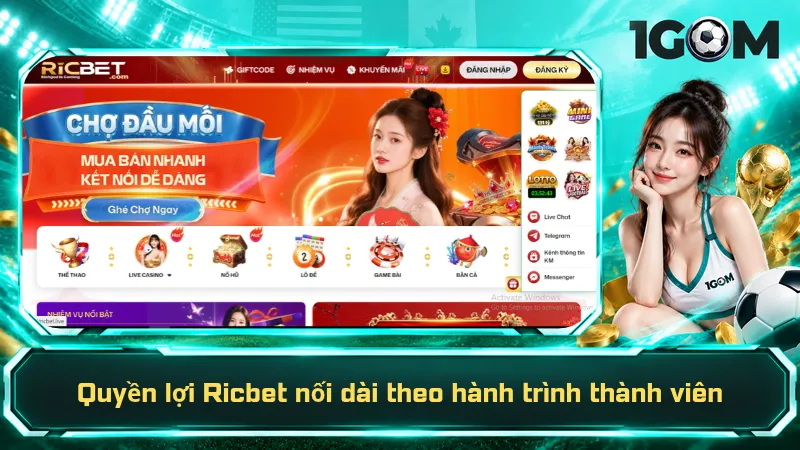 Quyền lợi Ricbet nối dài theo hành trình thành viên